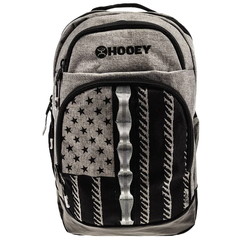 Hooey "Ox" Flag Pattern Grey & Black Backpack BP044GYBK