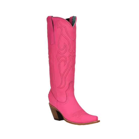 Corral Ladies Stitch Pattern & Inlay Snip Toe Fushia Tall Boots Z5157