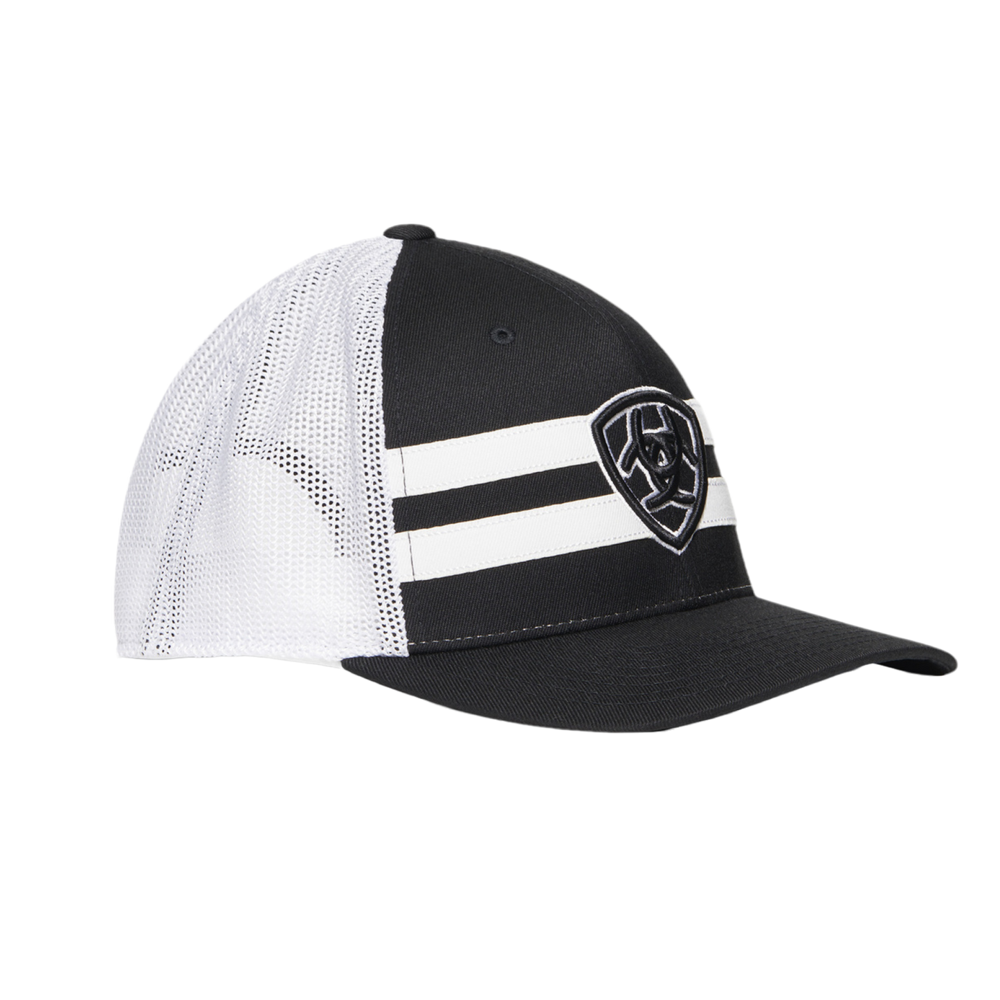 Ariat Men's Shield Black & White Striped Trucker Cap A300014501