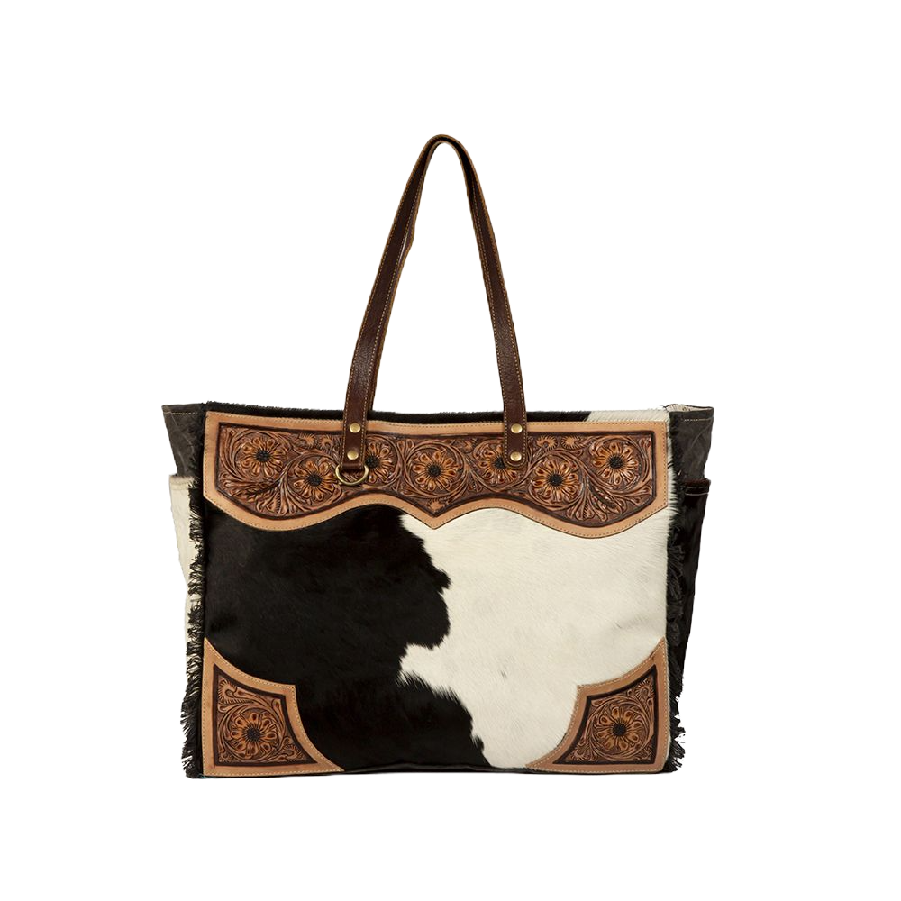 Western Cowhide Purse MYRA Bag With Fringe Leather 