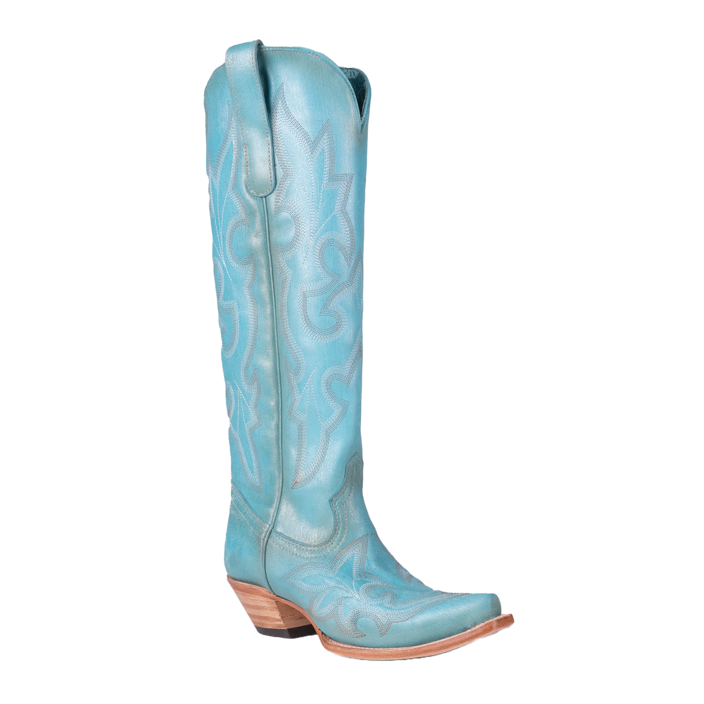Corral Ladies Blue Embroidered Tall Top Snip Toe Boots A4435