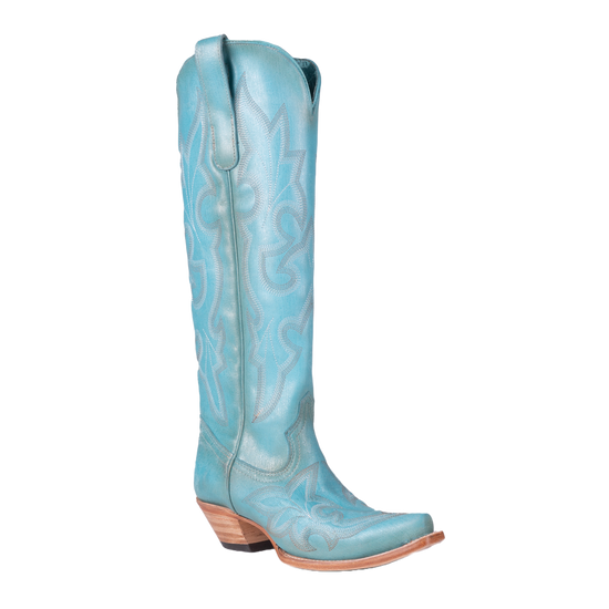 Corral Ladies Blue Embroidered Tall Top Snip Toe Boots A4435