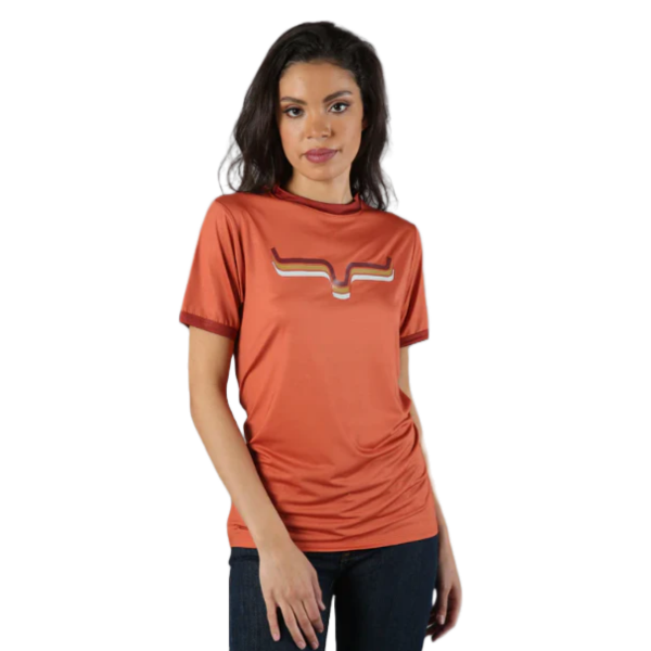 Kimes Ranch® Ladies Rhythm Ringer Burnt Orange T-Shirt RING-OR