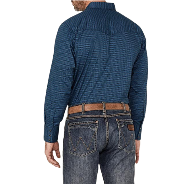 Wrangler® Men's Silver Edition Blue Southwestern Snap Shirt 112318640