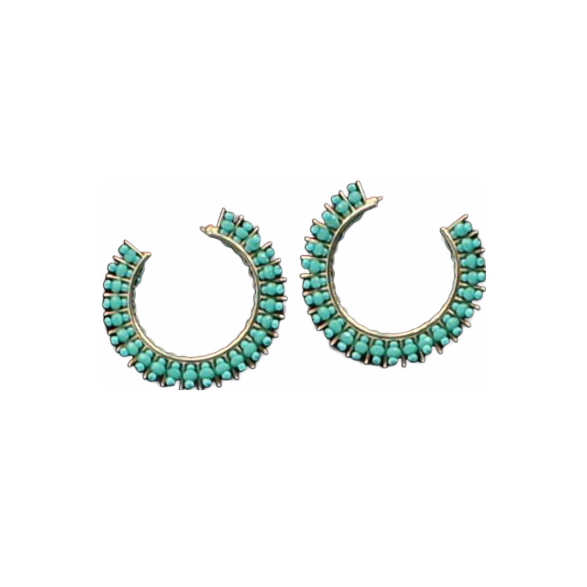 Silver Strike Ladies Turquoise Beaded Hoop Earrings D460013233
