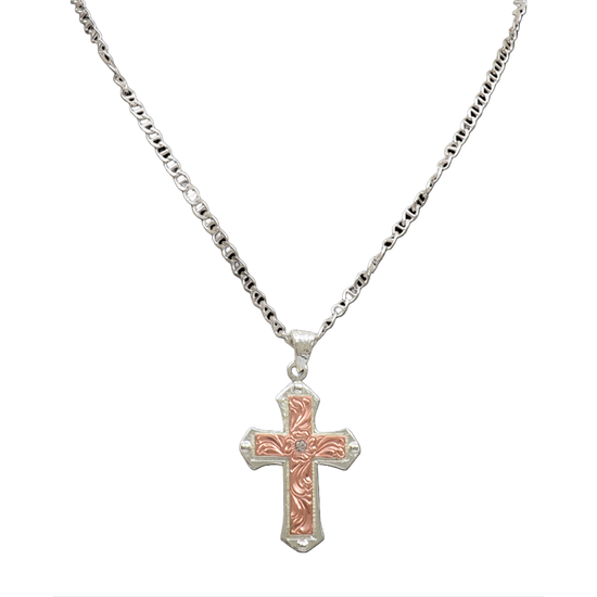 M&F Ladies Copper Cross Silver Necklace DN171