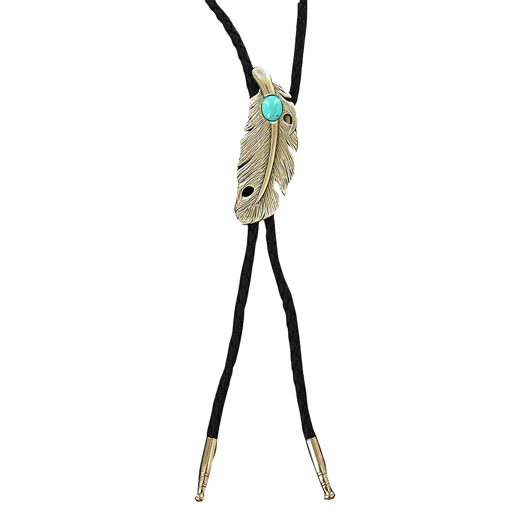 M&F® Unisex Western Feather Silver & Turquoise Bolo Tie 22104