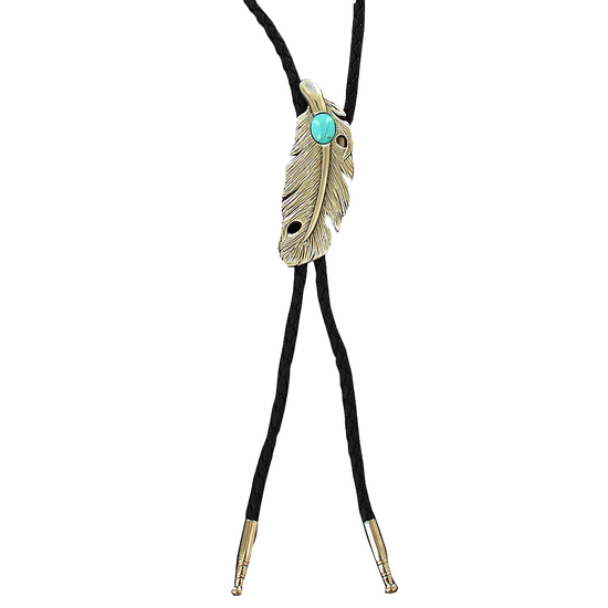 M&F® Unisex Western Feather Silver & Turquoise Bolo Tie 22104