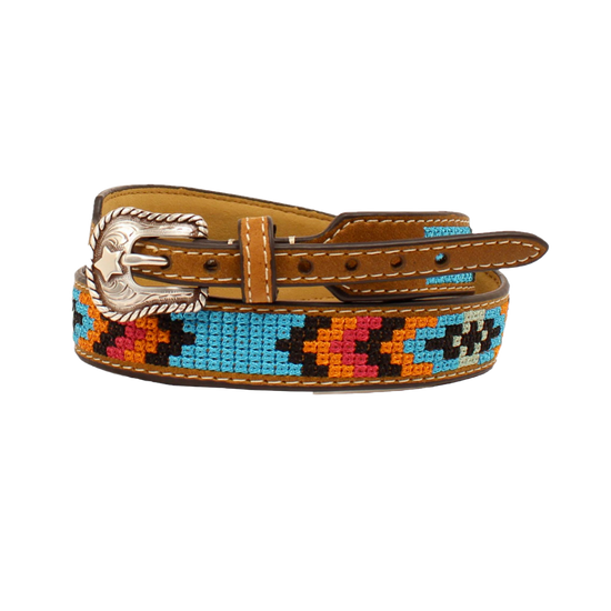 M&F Western Leather & Aztec Medium Brown Hatband 0204044
