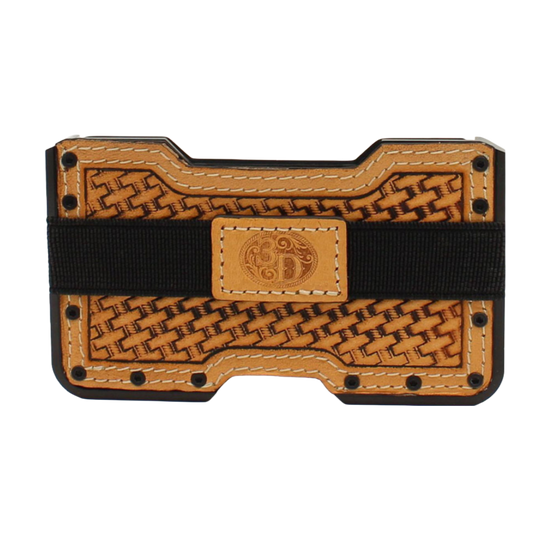 3D Belt® Men's Embossed Leather Weave Tan Smart Wallet D250002808