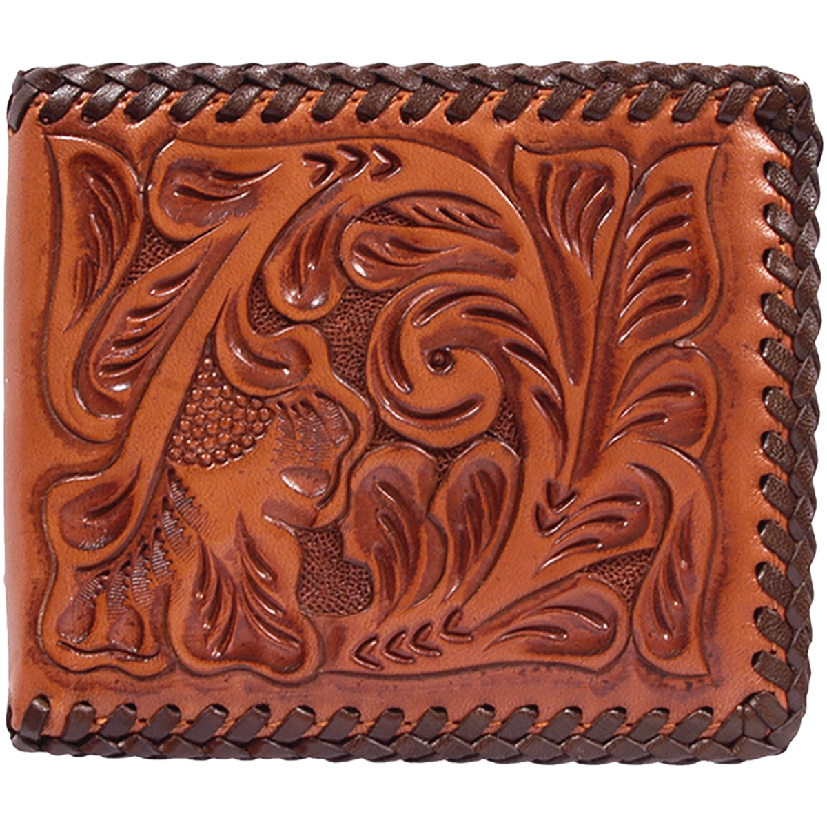 3D Men's Floral Hand Tooled Bifold Leather Wallet DAW127