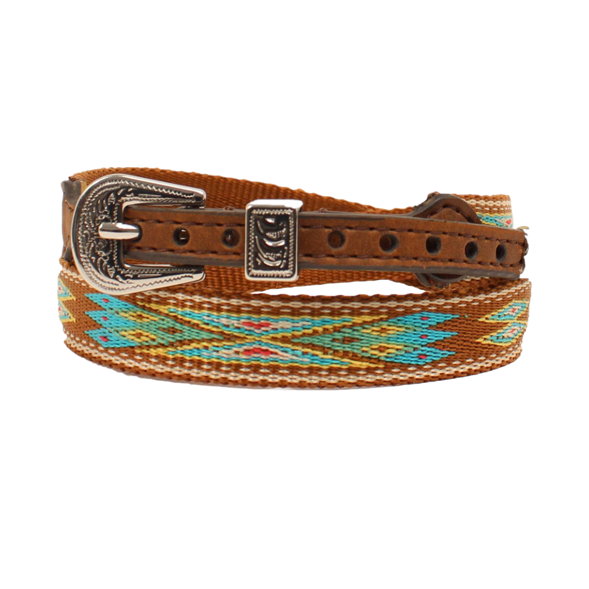 3D Belt Men's Basketweave Brown Leather Bifold Wallet DW718
