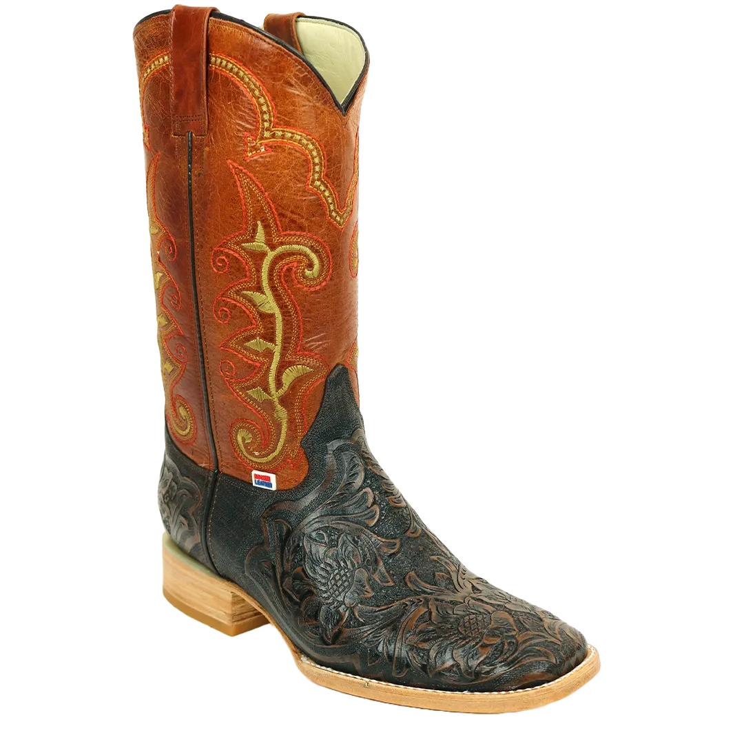 RockinLeather Men's Stamped Cowhide Leather Boot 1190
