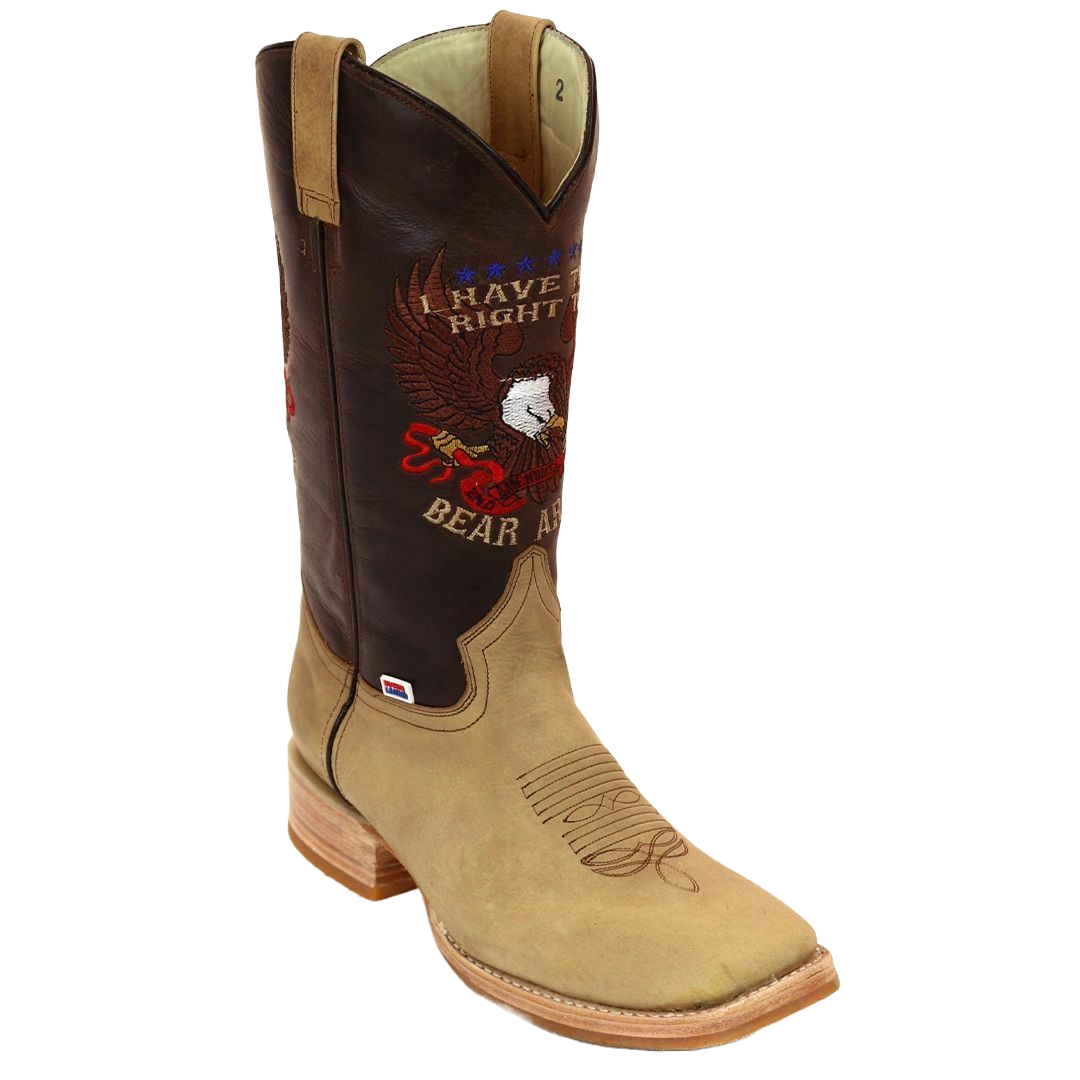 Load image into Gallery viewer, RockinLeather Men&amp;#39;s 2nd Amendment Right To Bear Arms Brown Boots 1199
