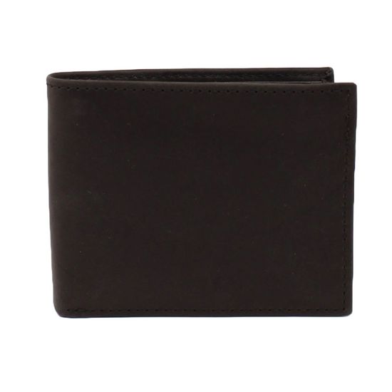 3D Men's Distressed Black Leather Bifold Wallet DW030