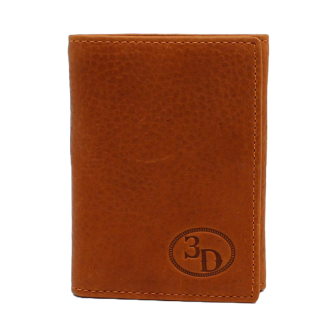 3D Men's Western Trifold Leather Logo Brown D250000202