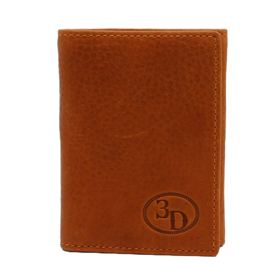 3D Men's Western Trifold Leather Logo Brown D250000202
