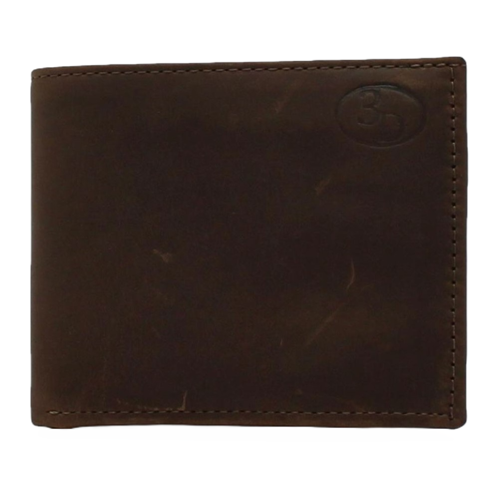 3D Men's Bifold Flip Dark Brown Leather Wallet D250000434