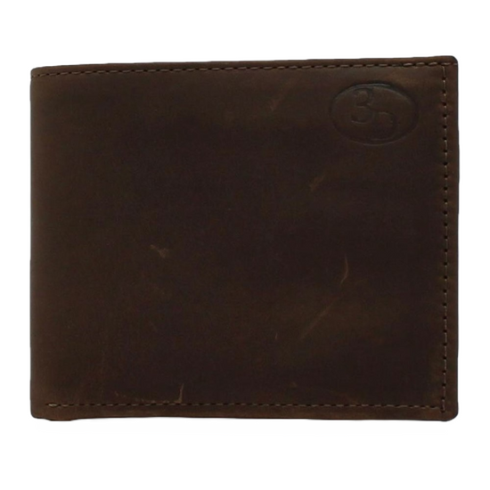 3D Men's Bifold Flip Dark Brown Leather Wallet D250000434