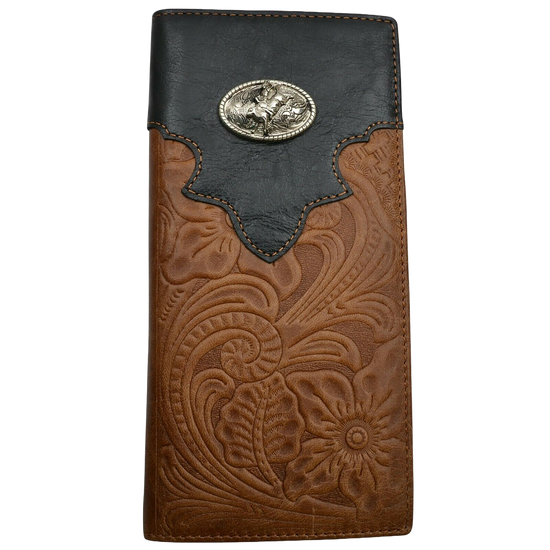 3D Mens Floral Embossed Concho Leather Rodeo Wallet DW1510