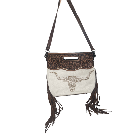 American Darling® Cowhide Floral Embossed Bull Branded Bag ADBGS146AR
