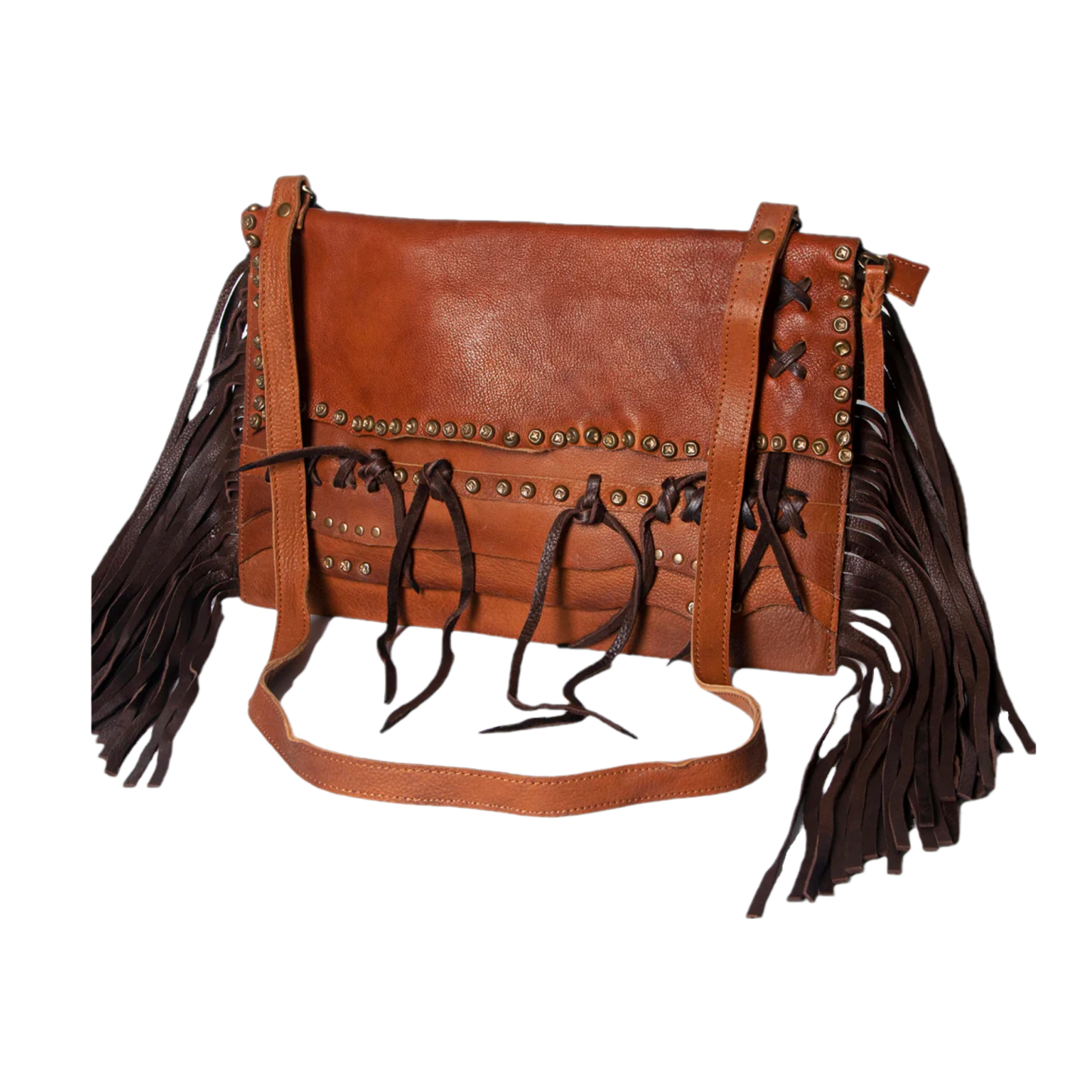 American Darling® Ladies Fringed Brown Leather Shoulder Bag ADBGM307A