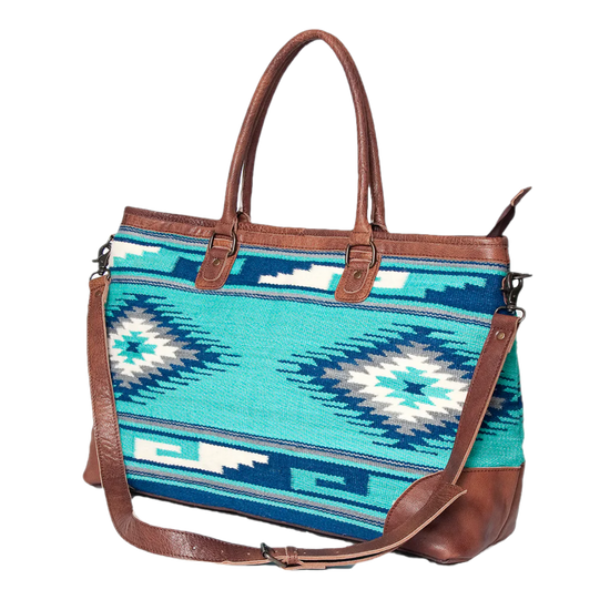 American Darling® Ladies Hand Weaved Aztec Blue Purse ADBG833A