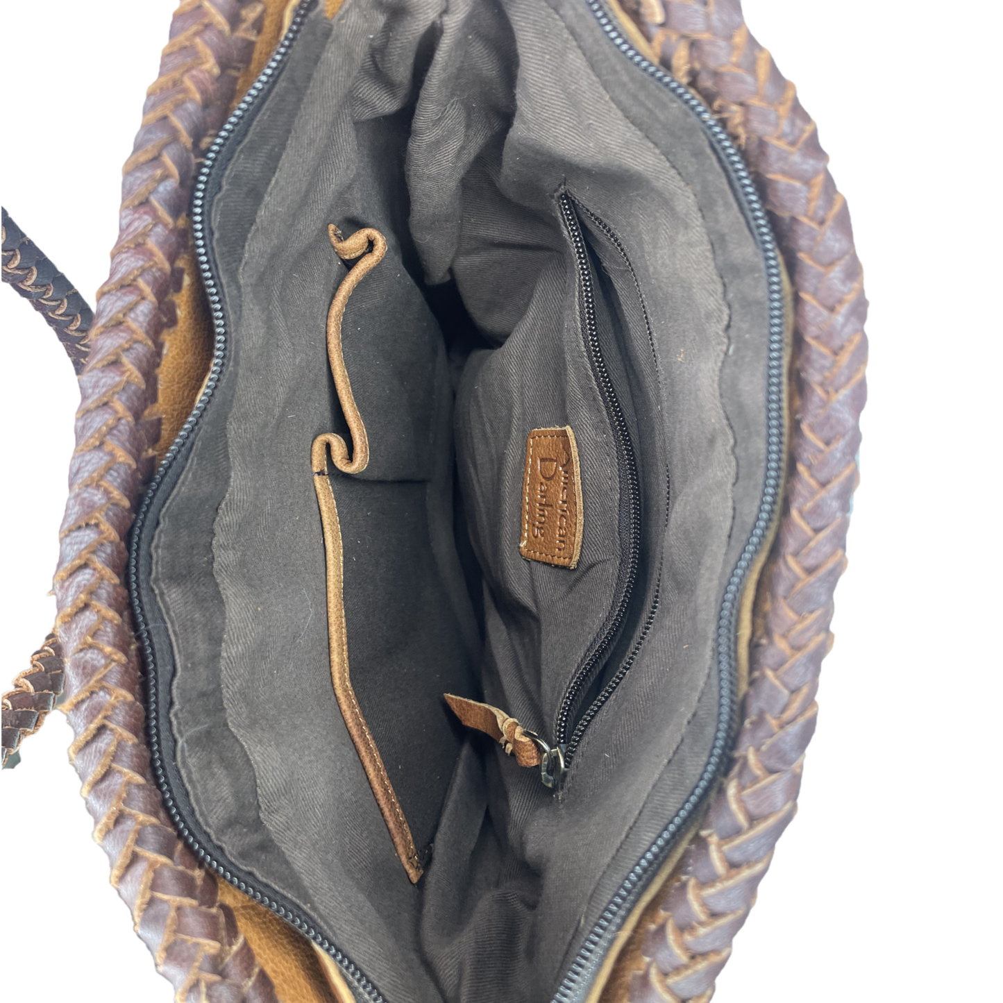 American Darling® Leather Tan & White Cowhide Hand Bag ADBGM318A