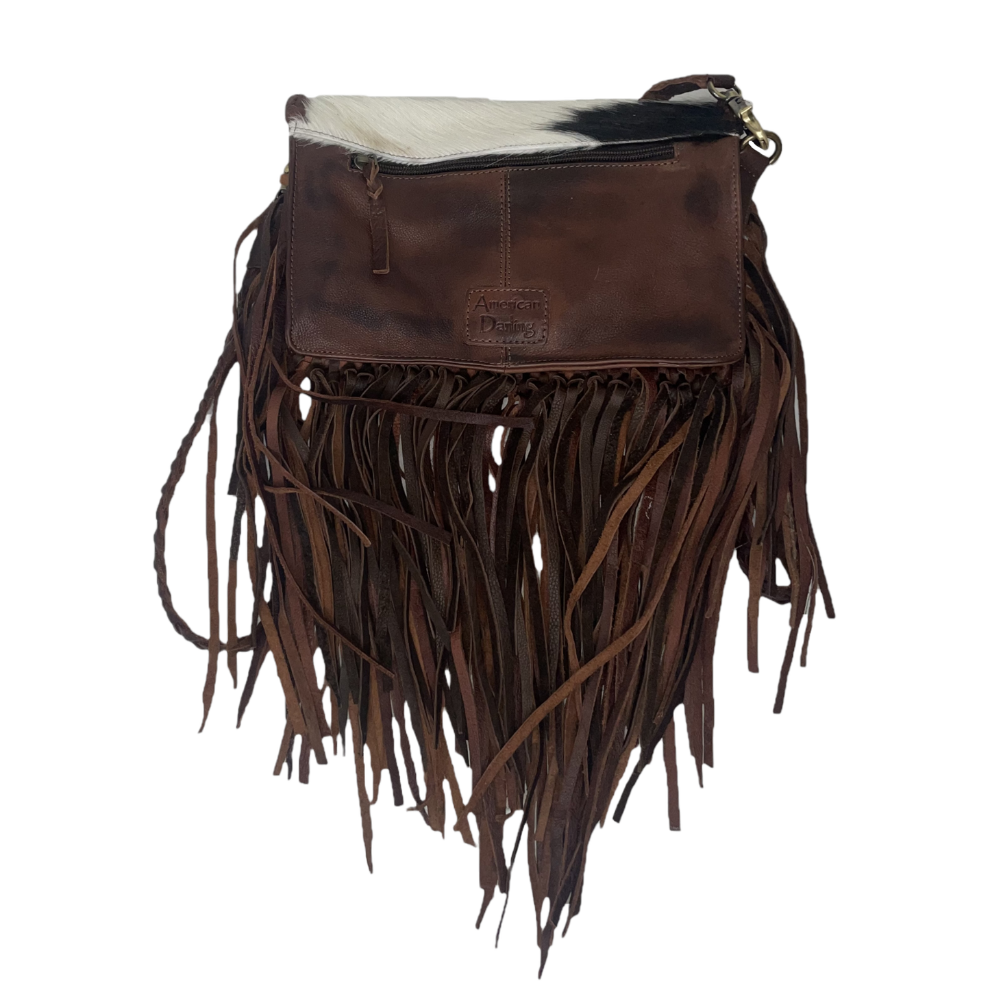 American Darling® Braided Leather Black & White Cowhide Purse ADBGM272C