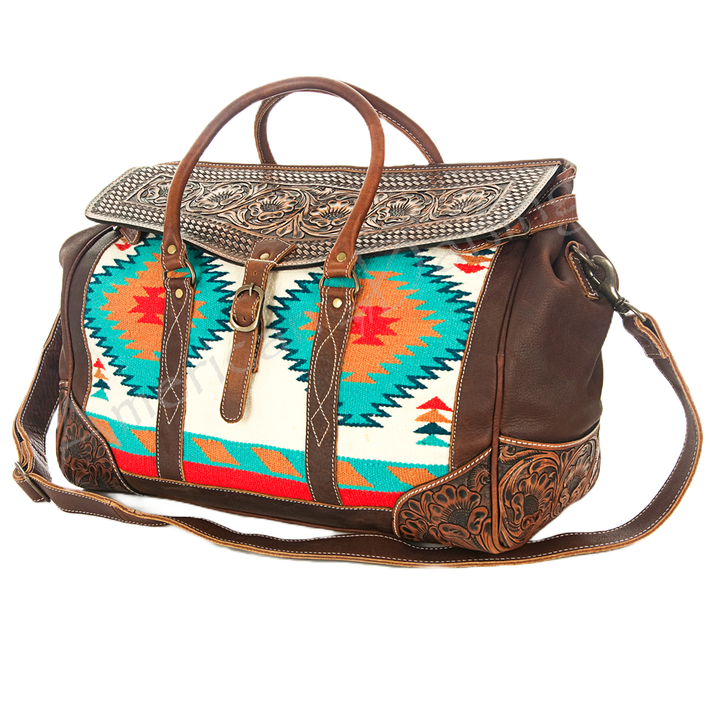 American Darling Aztec & Brown Leather Duffle Bag ADBG588