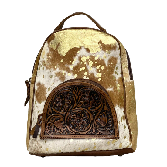 American Darling Brown and White Cowhide Backpack Purse ADBGS156ACGO
