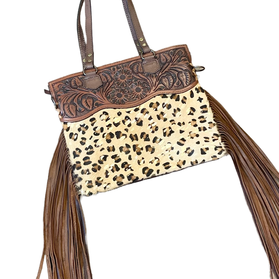 American Darling Cheetah & Gold Acid Wash Leather Bag ADBGS144CHEGO