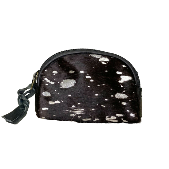 Load image into Gallery viewer, American Darling Black and Silver Cowhide Pouch ADBG472ACSL
