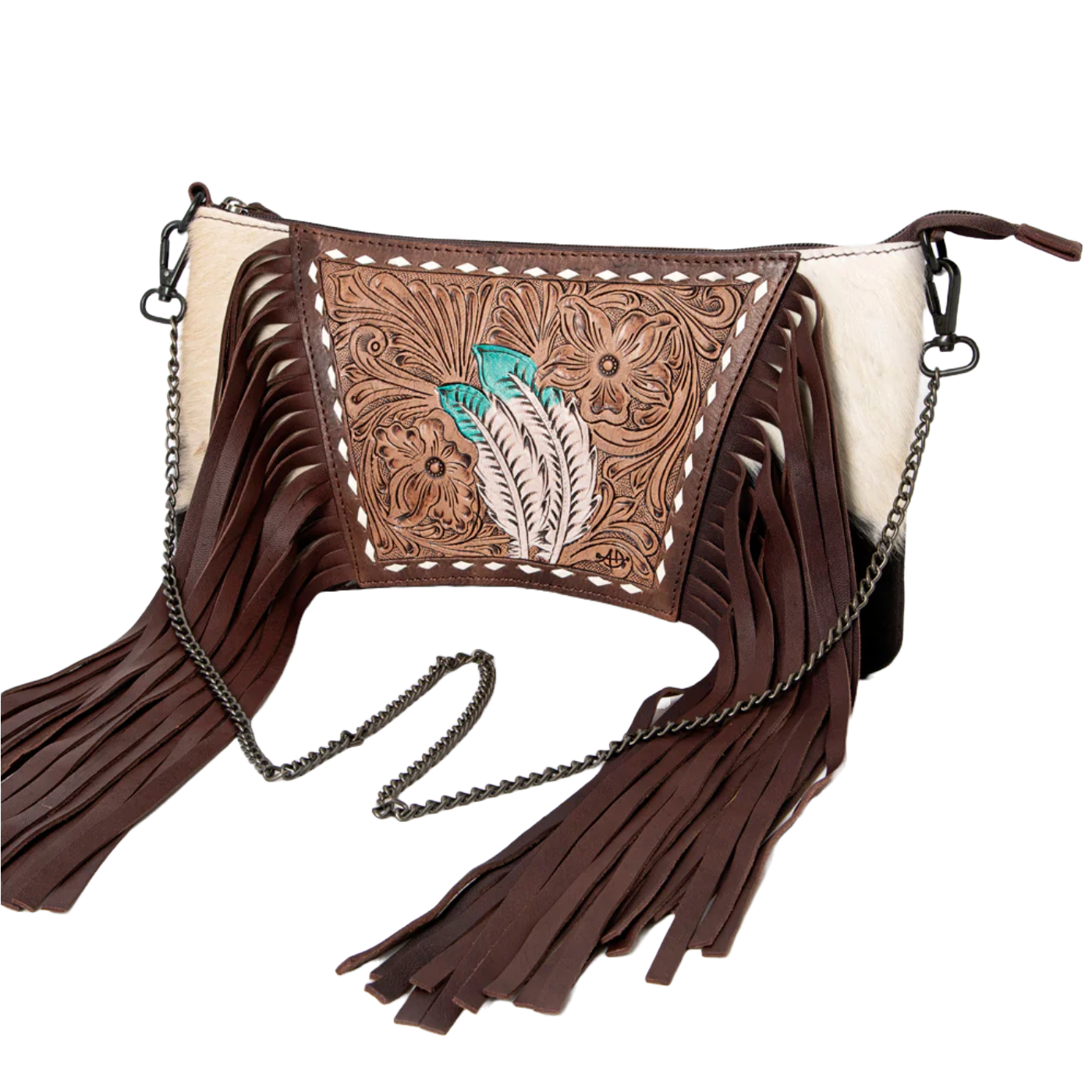American Darling® Ladies Cowhide & Floral Embossed Purse ADBGZ691D