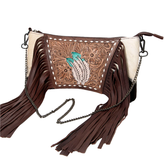 American Darling® Ladies Cowhide & Floral Embossed Purse ADBGZ691D