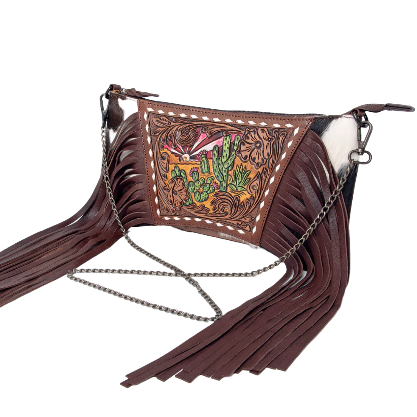 Load image into Gallery viewer, American Darling® Ladies Western Fringed Brown Purse ADBGZ691G
