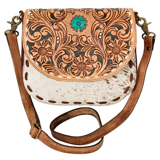 American Darling® Hair On Floral Embossed Leather Purse ADBGA211D