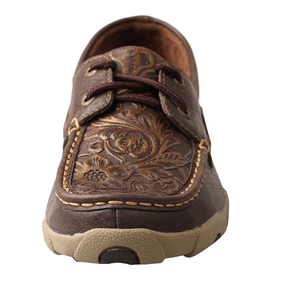 Load image into Gallery viewer, Twisted X Ladies Brown/Emboss Flower Driving Mocs WDM0070
