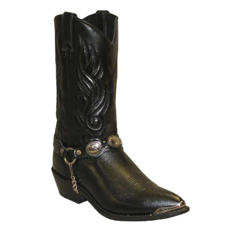 Sage by Abilene Men's 12" Concho Harness Black Leather Boots 3033