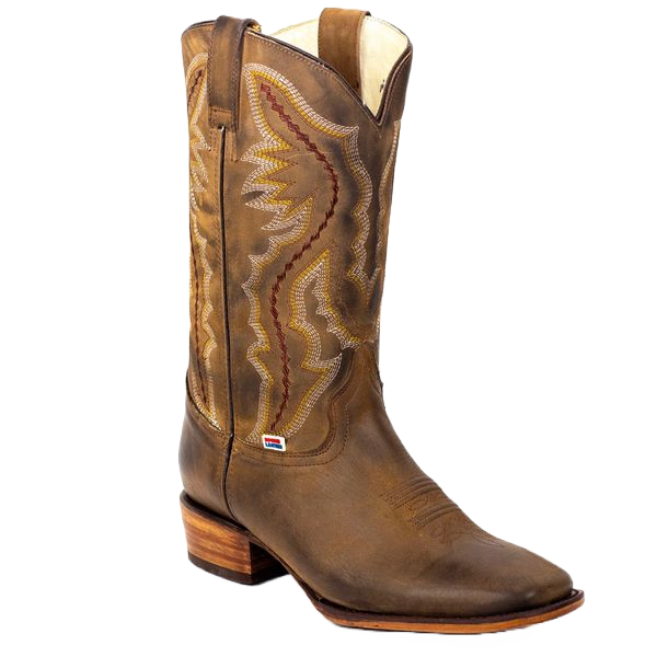 RockinLeather Men's Square Toe Distressed Brown Western Boot 1576