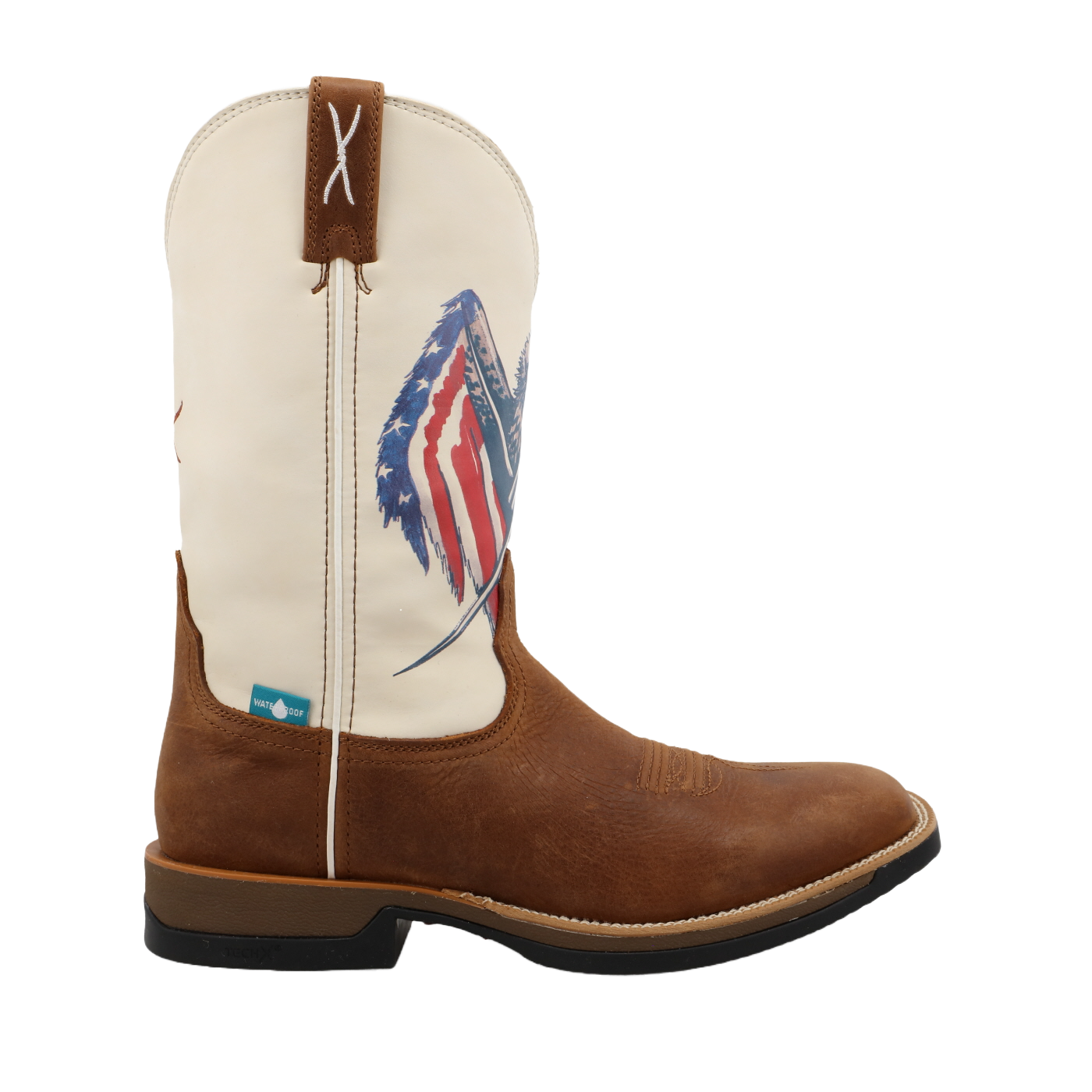 Twisted X Men's Tech X Pecan with Red, White, and Blue Square Toe  Boots MXWW002