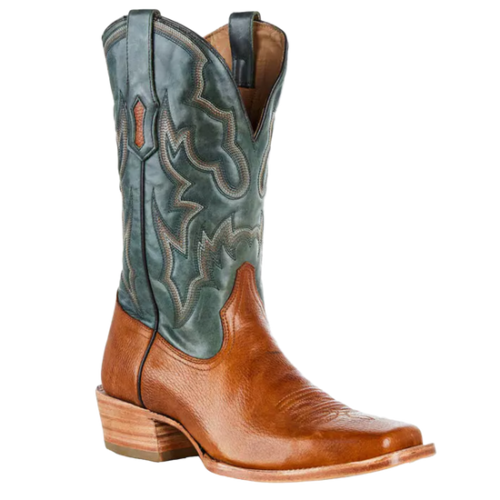 Corral® Men's Embroidered Honey Brown & Green Square Toe Boots A4224
