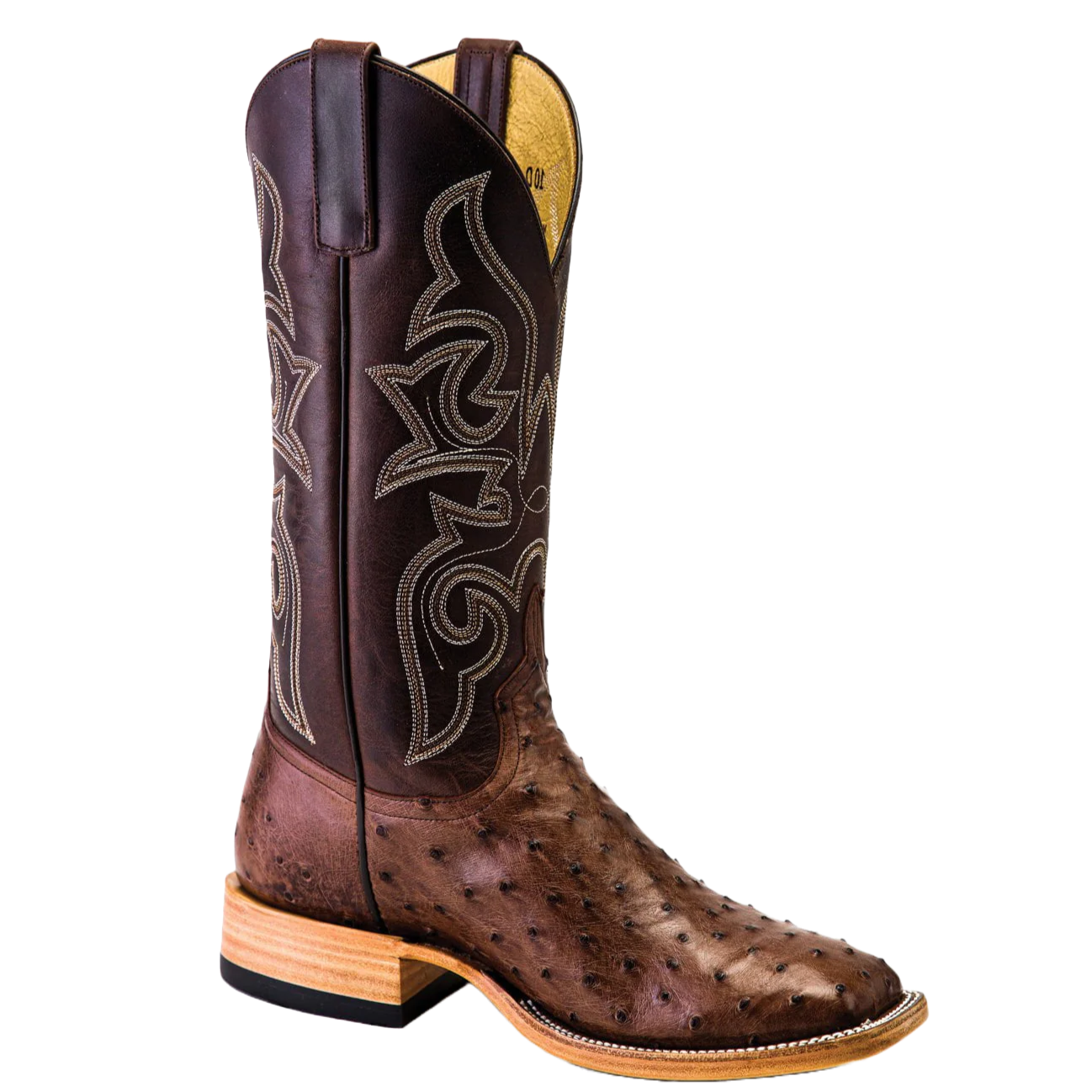 tobacco colored boots Original Ostrich Square Toe Color - Tanner Mark Boots Vibram Soles Horse Power Kango Tobacco Full