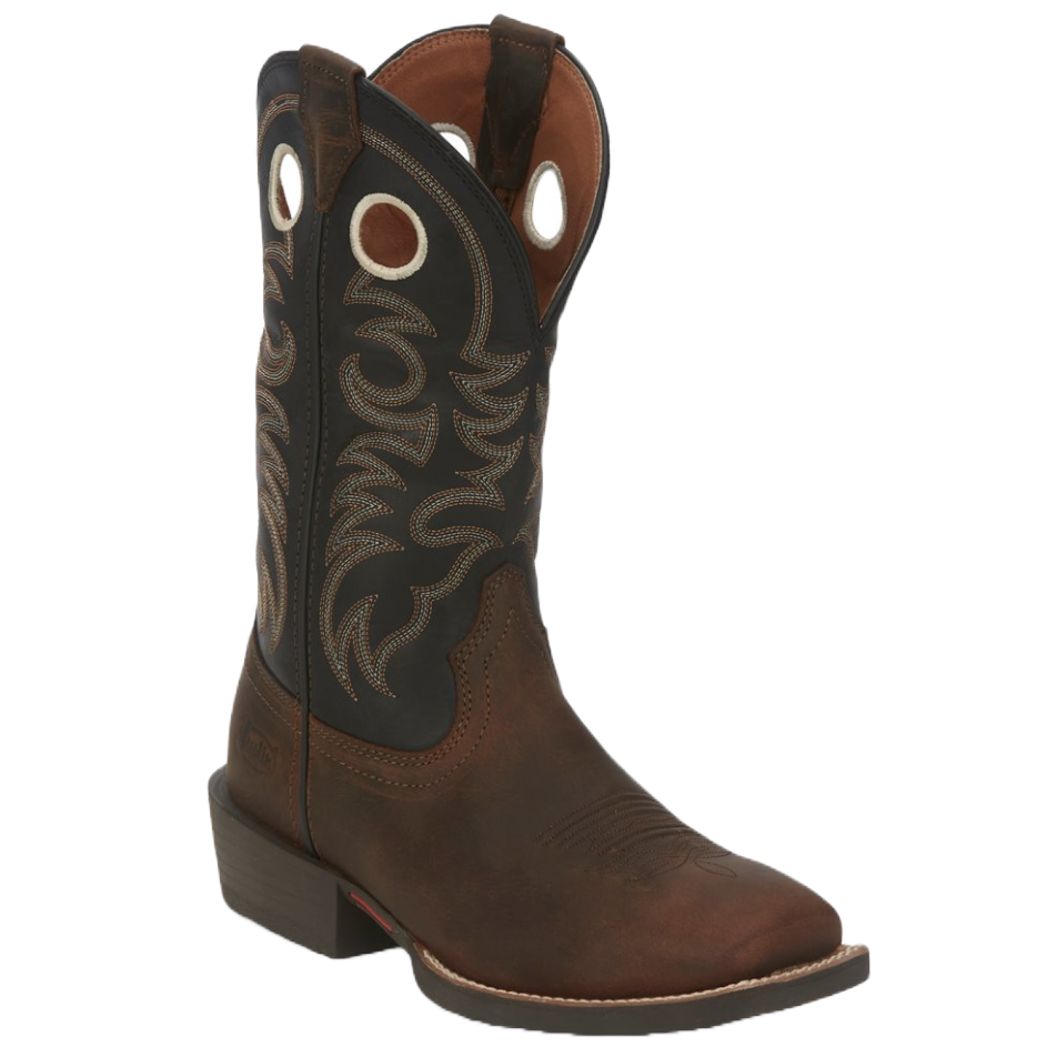 Justin Men's Roasted Black Water Buffalo Muley Wide Square Toe Boots SE7612