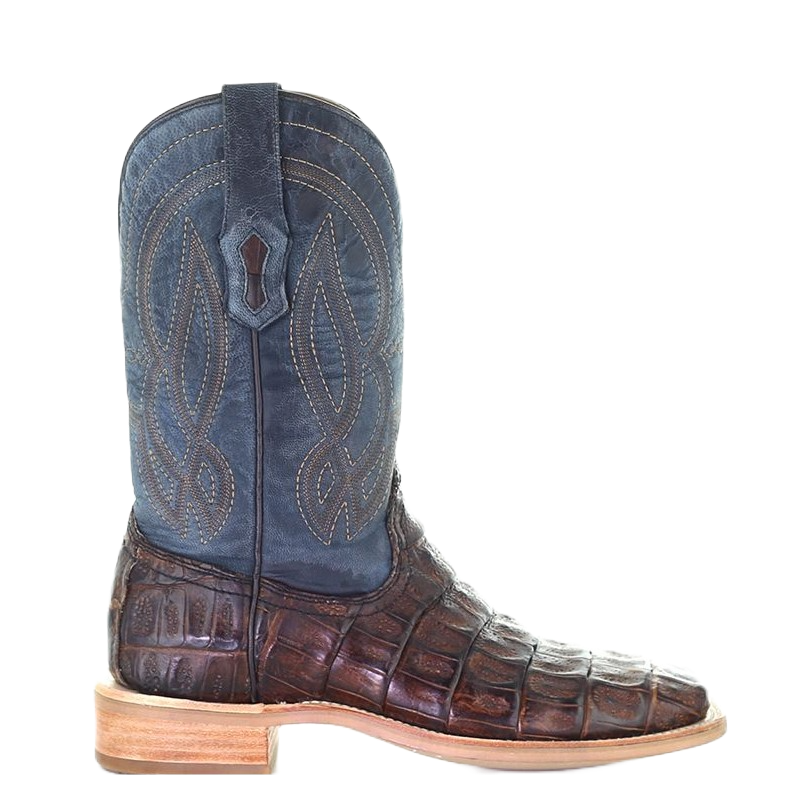 Corral Men's Caiman Embroidered Brown & Blue Western Boots A4057