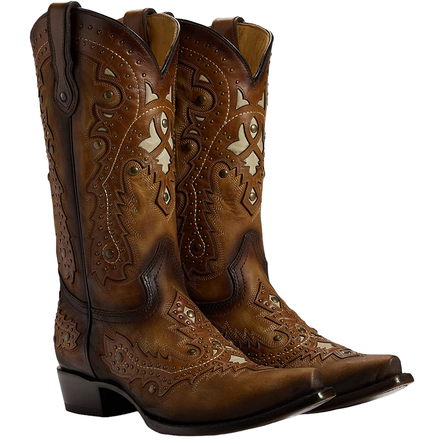 Corral Men's Embroidered Studded Honey Brown Western Boots C3846