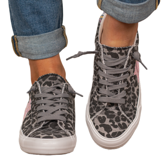 Very G Ladies Cosmic Grey Leopard Print Casual Shoes VGSP0126-032