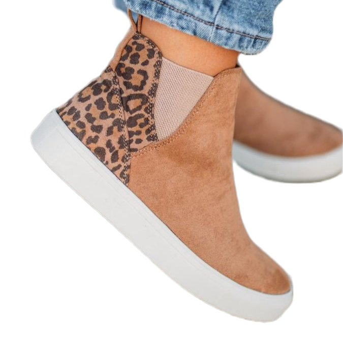 Very G Ladies Survivor Tan & Leopard Ankle Shoes VGSP0102-TAN