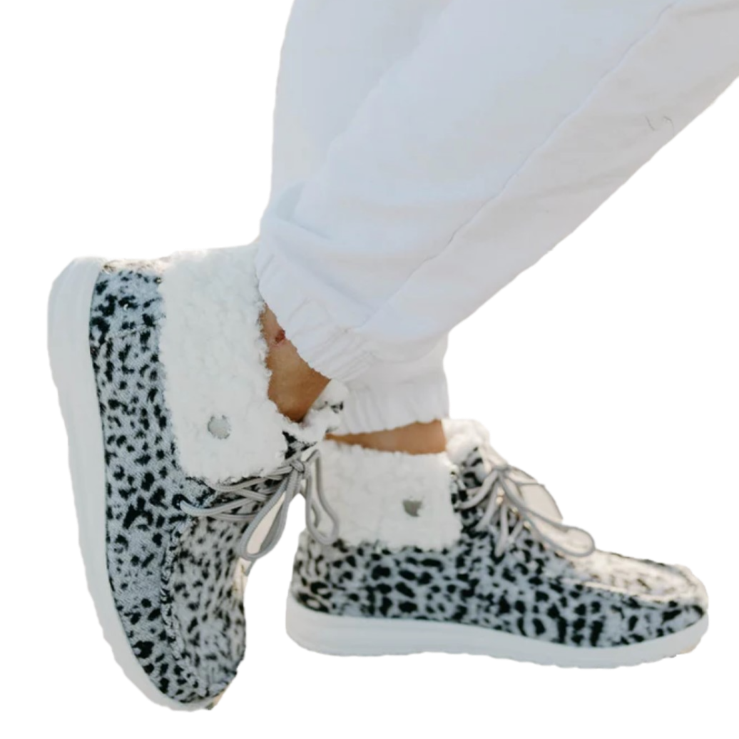 Gypsy Jazz® Ladies Odion Grey Leopard Sherpa Casual Shoes GJSP0108-967