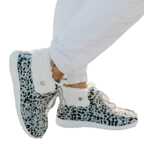 Gypsy Jazz® Ladies Odion Grey Leopard Sherpa Casual Shoes GJSP0108-967